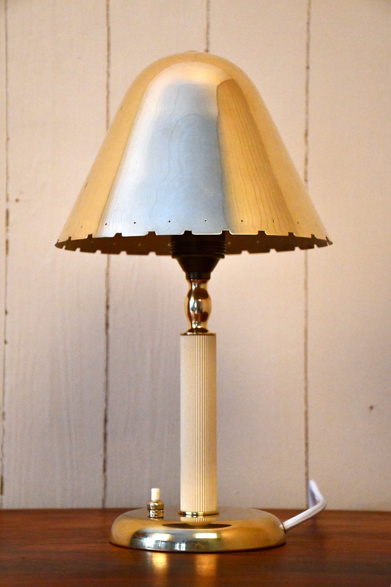 Very Rare Swedish Grace Period, Brass Table Lamp by Harald Notini for Böhlmarks 1930s