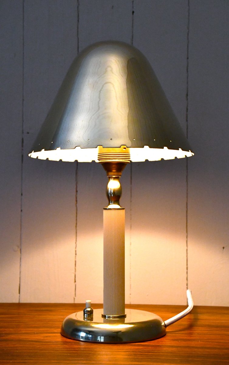 Very Rare Swedish Grace Period, Brass Table Lamp by Harald Notini for Böhlmarks 1930s