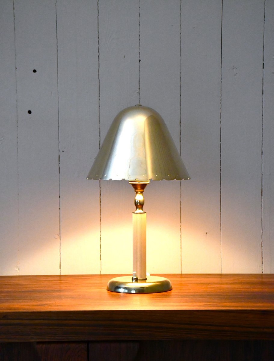 Very Rare Swedish Grace Period, Brass Table Lamp by Harald Notini for Böhlmarks 1930s