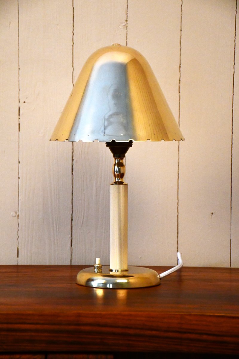 Very Rare Swedish Grace Period, Brass Table Lamp by Harald Notini for Böhlmarks 1930s