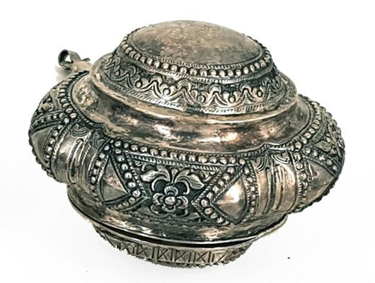 Vessels with Indonesian Lids in Repoussé Silver, Set of 5-ZCI-752006