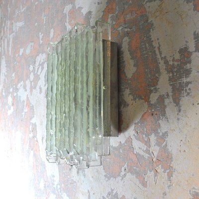 Vesta Wall Lamp in Crude Scratched Crystal with Support in Satin Stainless Steel by Albano Poli for Poliarte-JQO-914725