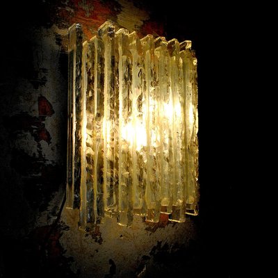 Vesta Wall Lamp in Crude Scratched Crystal with Support in Satin Stainless Steel by Albano Poli for Poliarte-JQO-914725