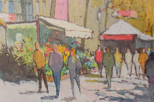 Vibrant Market Scene, 2014, Oil on Canvas, Framed-AOI-1106690