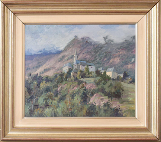 Vicente Gomez Fuste, Post Impressionist Village and Mountains, Mid-20th Century, Oil on Canvas