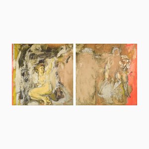 Vicente Vela, Large Figurative Expressionist Nude Studies, 1997, Oil on Canvas, Set of 2-AOI-1115606