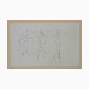 Victor Adam, Soldiers, Original Drawing in Pencil, 1850s-ZCI-1342875