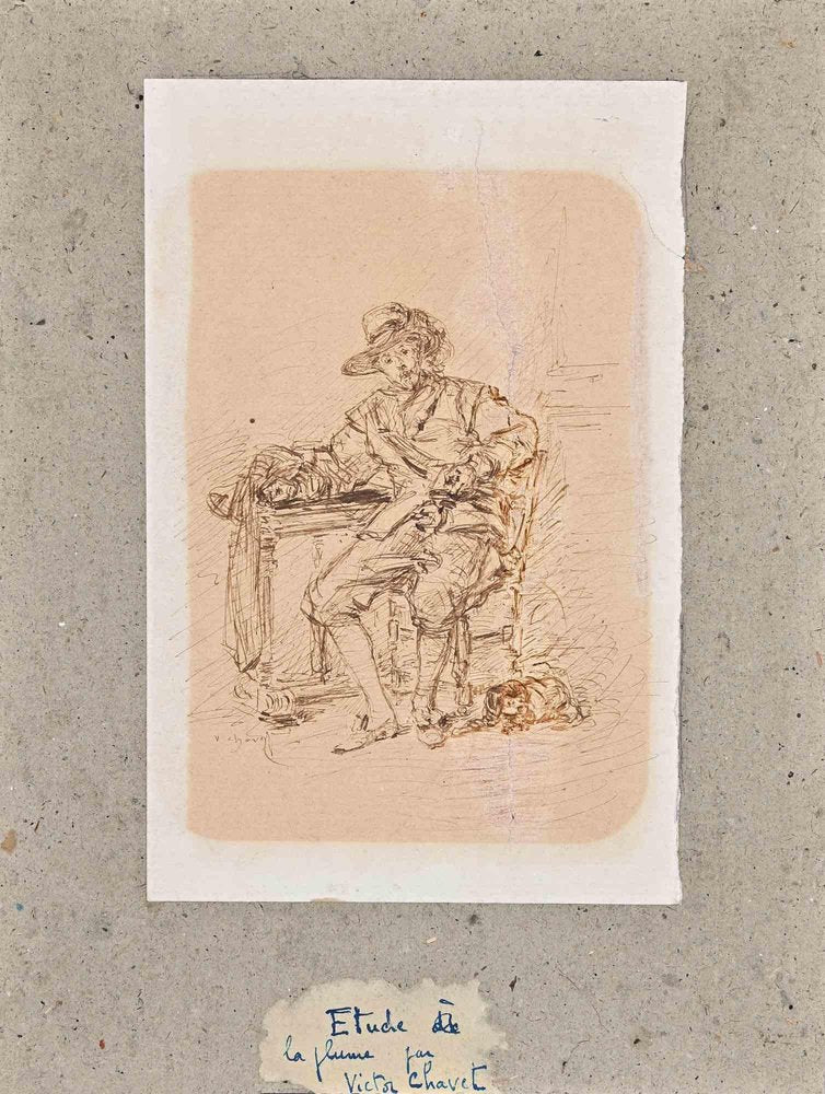 Victor Chavet, Study of Study of Figure, Drawing, Mid-19th Century