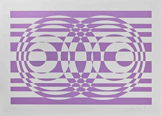 Victor Debach, Abstract Composition in Purple, Screen Print, 1970s-ZCI-2029495