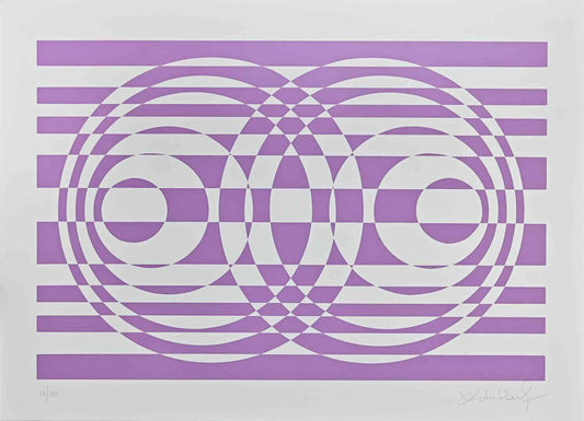 Victor Debach, Abstract Composition in Purple, Screen Print, 1970s