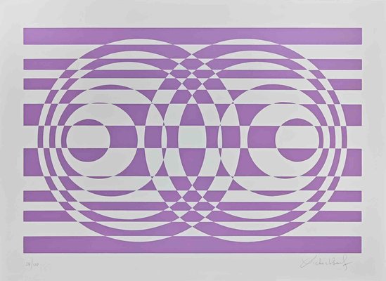 Victor Debach, Abstract Composition in Purple, Screen Print, 1970s-ZCI-2029502