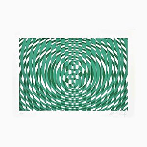 Victor Debach, Abstract Green Composition, Screen Print, 1970s-ZCI-2029884