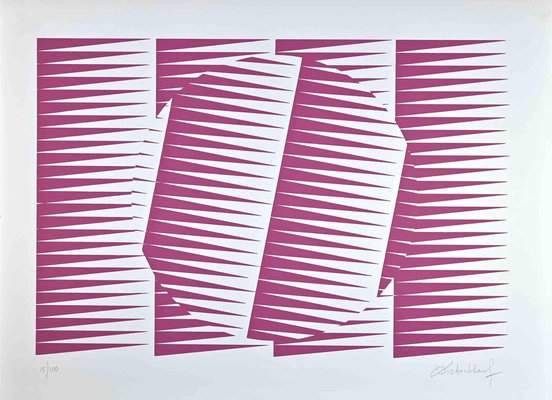 Victor Debach, Abstract Pink Composition, Screen Print, 1970s-ZCI-2029850