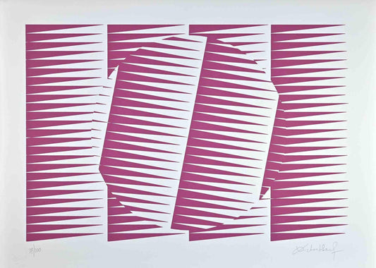 Victor Debach, Abstract Pink Composition, Screen Print, 1970s