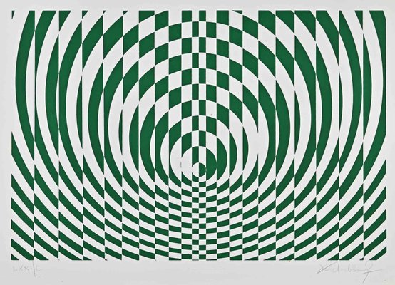 Victor Debach, Optical Green Composition, 1970s, Screen Print-ZCI-1372511