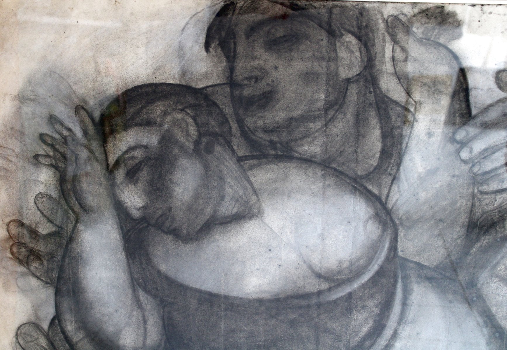 Victor Karnauh, Couple, 1990s, Charcoal on Paper