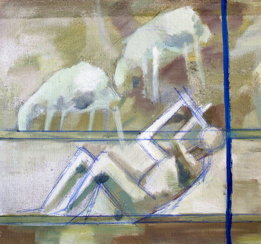 Victor Karnauh, Shepherd, Oil on Canvas and Cardboard, 1990s