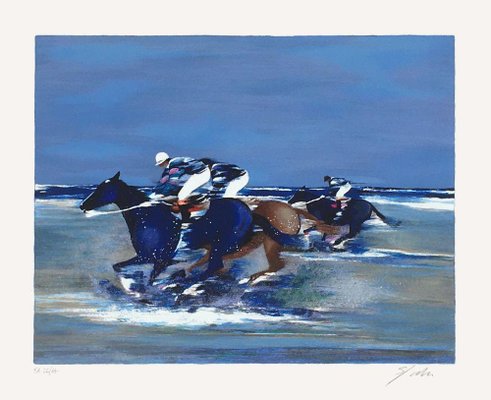 Victor Spahn, Entraînement des jockeys à Deauville II, 2000, Screen Print-FMZ-1139635