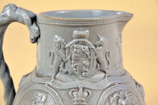 Victorian Blue-Grey Stoneware Four Nations Albion Jug from William Brownfield, 1863-YNA-776310