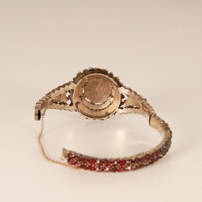 Victorian Bohemian Bangle Bracelet with Rose Cut Garnets, 19th Century-GOE-1130612