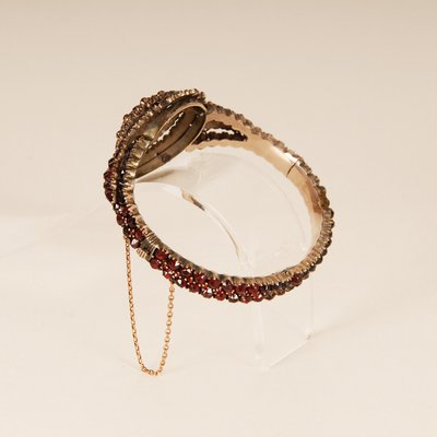 Victorian Bohemian Bangle Bracelet with Rose Cut Garnets, 19th Century-GOE-1130612