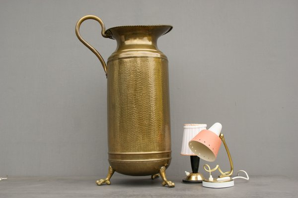 Victorian Brass Pot Shade Stand with Paw Feet-DUM-1155180