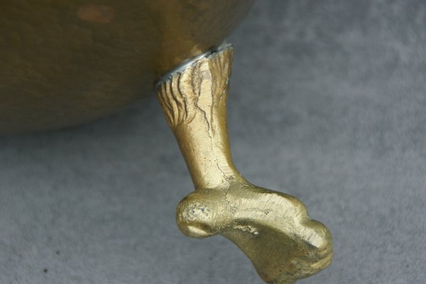 Victorian Brass Pot Shade Stand with Paw Feet-DUM-1155180