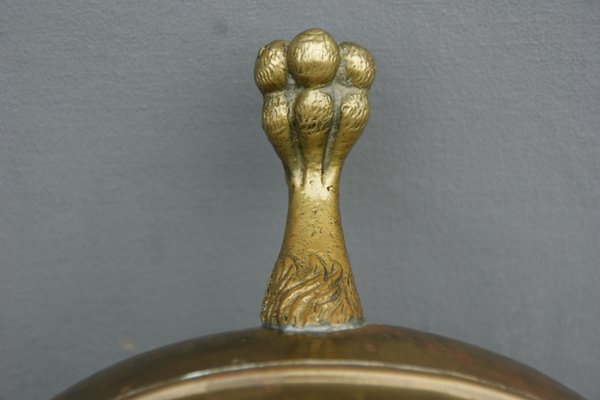 Victorian Brass Pot Shade Stand with Paw Feet-DUM-1155180