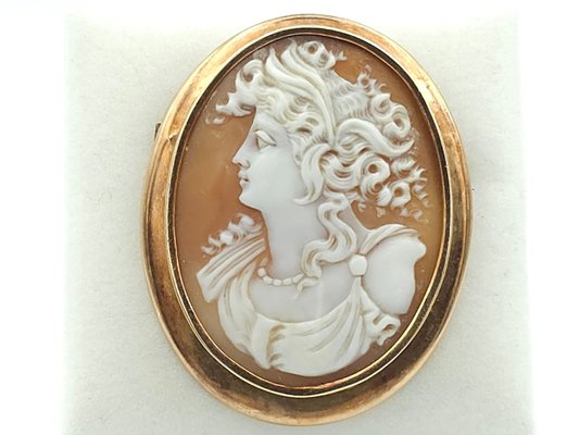 Victorian Brooch with Cameo in 14-Karat Gold-CYY-2031339