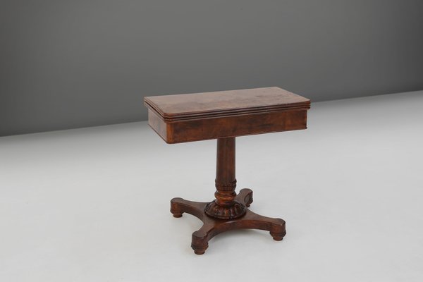 Victorian Burl Wood Folding Card Table, 19th Century-YSY-1761545