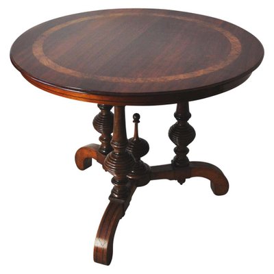 Victorian Burr Walnut, Mahogany & Ebony Circular Centre Table-HPQ-1194004