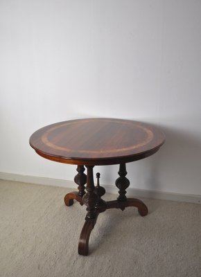 Victorian Burr Walnut, Mahogany & Ebony Circular Centre Table-HPQ-1194004