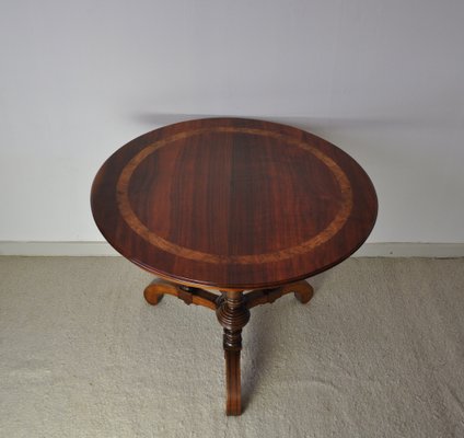 Victorian Burr Walnut, Mahogany & Ebony Circular Centre Table-HPQ-1194004