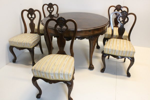 Victorian Dining Table and Chairs, Set of 6-KWR-1802327