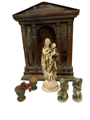 Victorian Display Case with Plaster Figures, 1800s-PKM-1717531