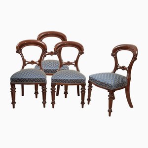 Victorian English Chairs in Solid Mahogany, 19th Century, Set of 4-KKK-1748005