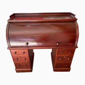 Victorian English Flamed Mahogany Cylinder Desk-UQL-1135195