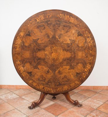 Victorian English Sailing Table in Walnut with Floral Pattern-KKK-1182157