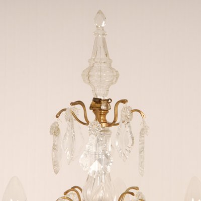 Victorian French Gilt Table Lamps with 4 Lights & Clear Crystal Prism Pendants, Set of 2-GOE-1168141