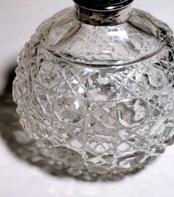 Victorian Lead Crystal and Silver Bathroom Flasks by Phineas Harry Levi & Joseph Wolfe Salaman, England, 1907, Set of 2-QRS-875286