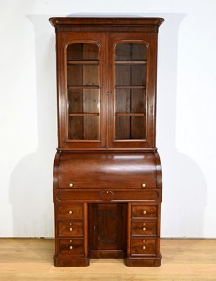 Victorian Mahogany Cylinder Library Desk, England, 1850s-RVK-1783233