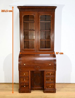 Victorian Mahogany Cylinder Library Desk, England, 1850s-RVK-1783233