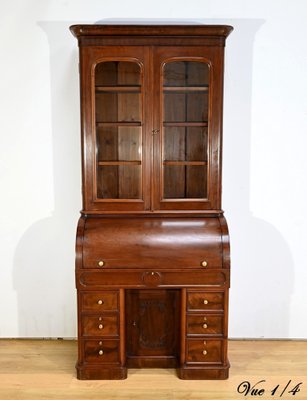 Victorian Mahogany Cylinder Library Desk, England, 1850s-RVK-1783233