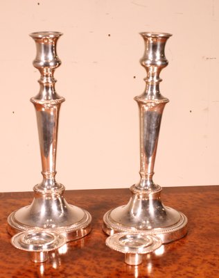 Victorian Silver Plated Candlesticks, Set of 2-HPU-1109498