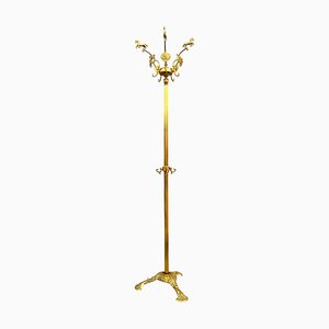 Victorian Style Brass Free Standing Coat Rack with Horses Decoration, 1960s-WZZ-1761797