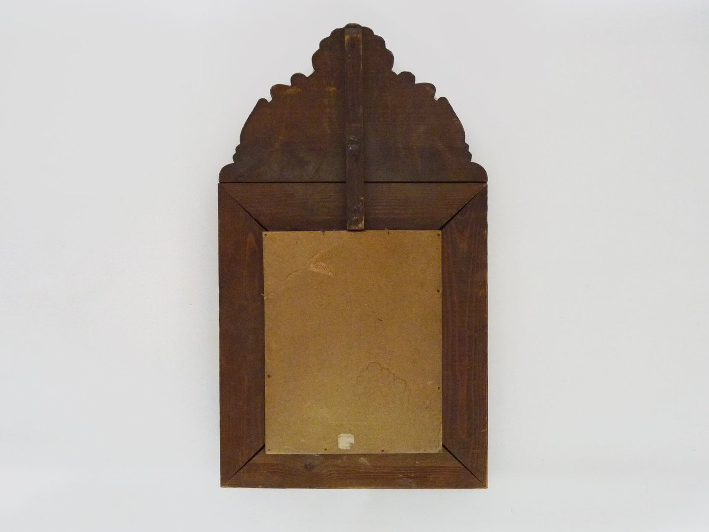 Victorian Style Mirror with Copper Beads Embossed on Wood, 1950s