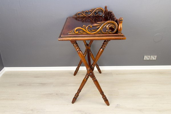 Victorian Style Ornate Carved Folding Table, 1920s-KEG-1086692