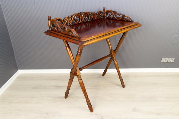 Victorian Style Ornate Carved Folding Table, 1920s-KEG-1086692