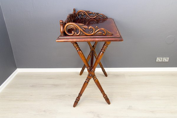 Victorian Style Ornate Carved Folding Table, 1920s-KEG-1086692