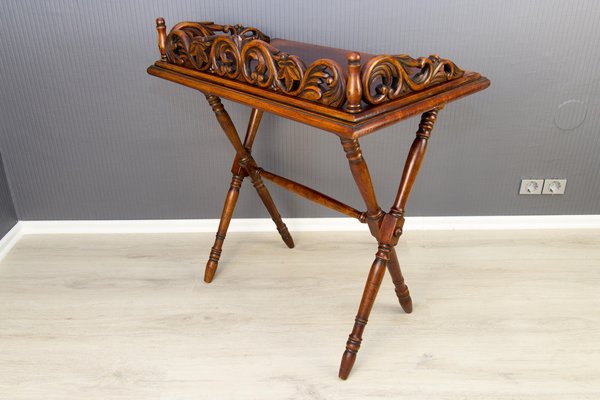 Victorian Style Ornate Carved Folding Table, 1920s-KEG-1086692